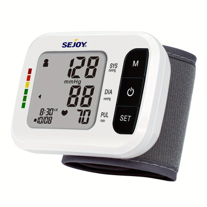 Sejoy Automatic Digital Blood Pressure Monitor for Home Use - Wrist BP Machine with Large LCD Display, Portable & Accurate BP Device, Wrist Strap & Batteries Included, -Compliant for Management & Travel