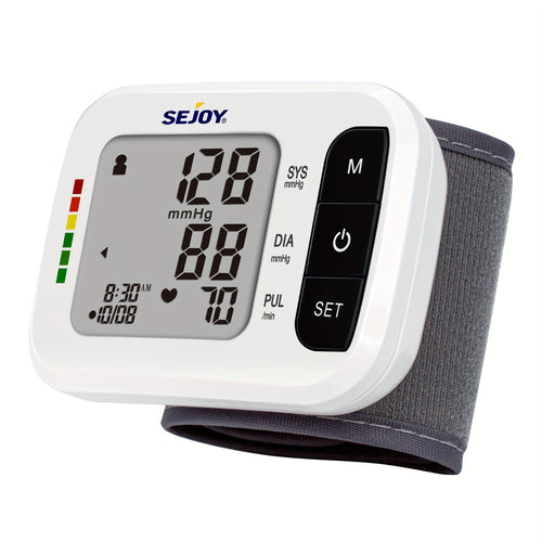 Sejoy Automatic Digital Blood Pressure Monitor for Home Use - Wrist BP Machine with Large LCD Display, Portable & Accurate BP Device, Wrist Strap & Batteries Included, -Compliant for Management & Travel