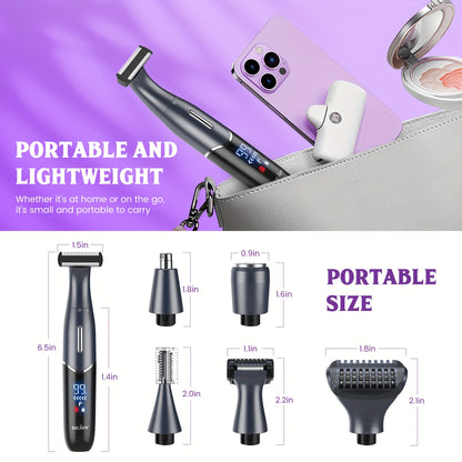 Women' Cordless Electric Bikini Trimmer & Body Shaver - Painless Razor with Replaceable Heads for Facial Hair, Eyebrows, Ear/Nose Hair - Portable Epilation for Sensitive Skin & -the- Grooming