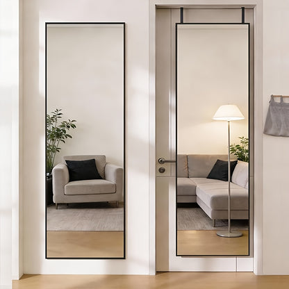 47x14 Full Length Mirror Over The Door/Wall Mounted - Vertical Hanging Mirror with Lightweight Aluminum Alloy Frame, Full Body Dressing Mirror Suitable for Bedroom, Living Room, Entryway - Install, Space-Saving Vertical Mirror