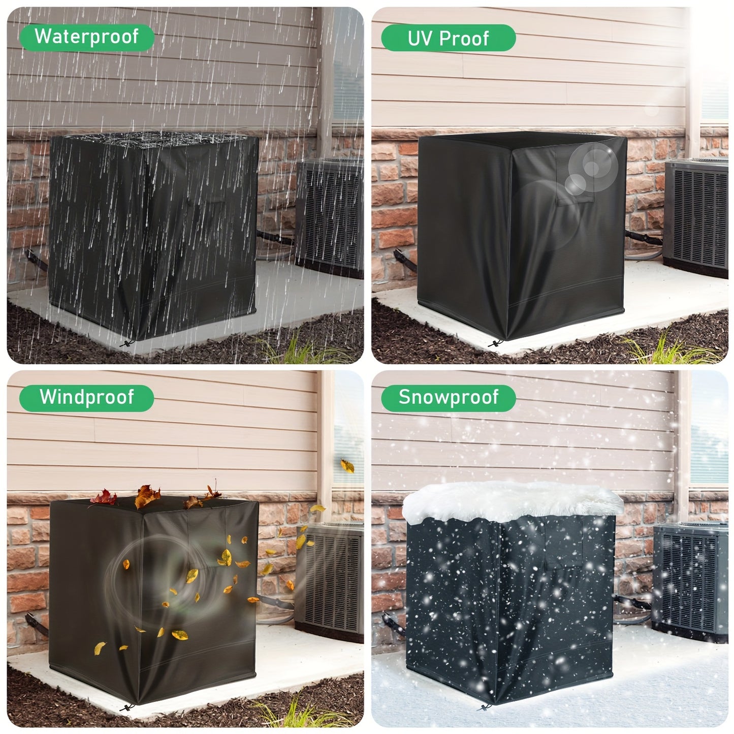 30x30x32" Outdoor Air Conditioning Cover, Outdoor Unit Protector with Drawstring Closure, All-Weather Sheild for Rain & Sun Protection, Ideal for Condenser & HVAC Units, 210D Oxford Cloth