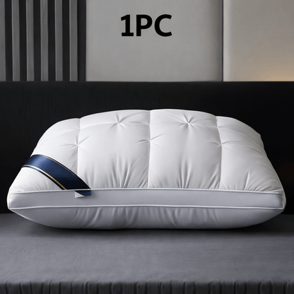 Luxury 5-Star Hotel Quality Pillow - Deep Sleep Neck Support, No Collapse All-Season Use, Machine Washable White Satin, Soft Polyester Fiber, Zipper Closure, Modern Design for Home & Hotel Use, Hotel Pillow, Sleek Pillow, Durable Pillow, Pillow For Sleepi