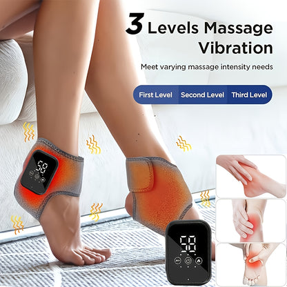 Electric Foot Heating Massage Device, Heated Ankle Wrap with 3 Heat Levels & 3 Vibration Modes, Touch Screen Timer, Fits Left & Right Feet – Relieves Ankle Pain, Arthritis, Plantar Fasciitis, Muscle Fatigue