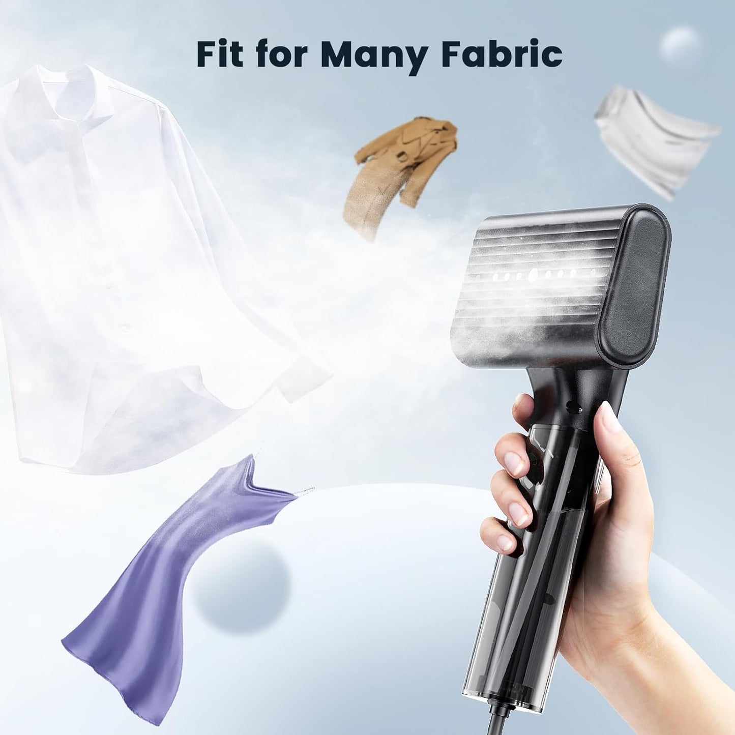 Portable Steamer for Clothes, 1200W Handheld 2-in-1 Steamer & - 3.38oz Large Water Tank, 10s Fast Heat Up, 15mins Steaming Garment Steamer for Travel, Home Use