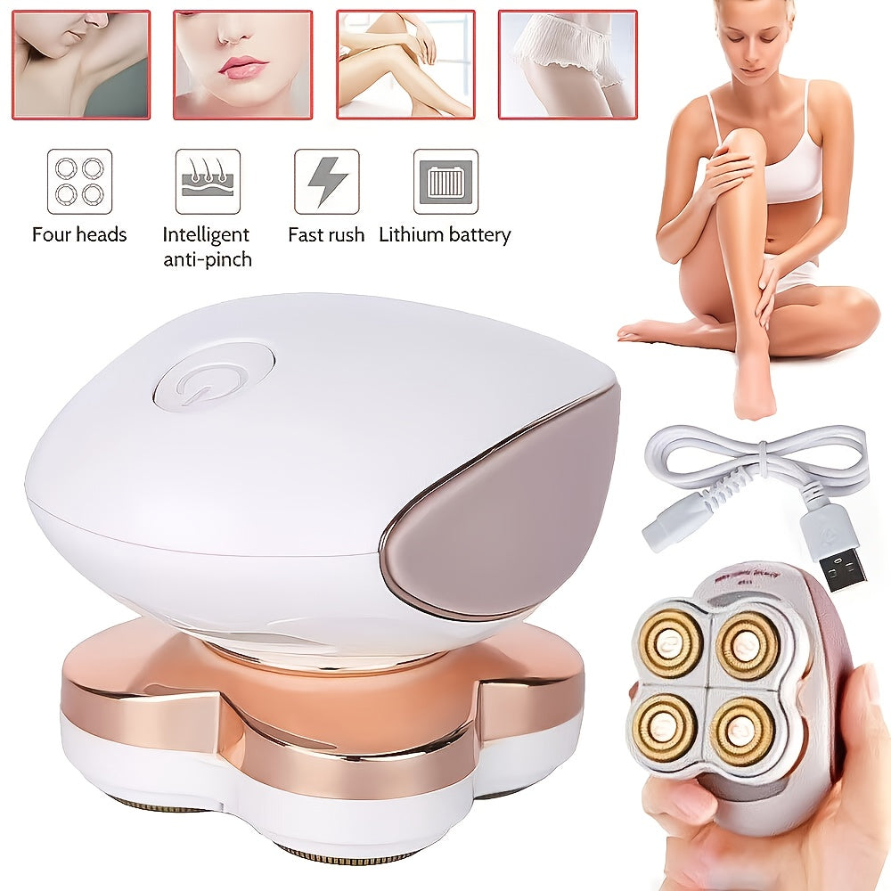 4- Electric Body Shaver for Women | Portable Handheld Hair Removal Device with Compact Design, Suitable for Face, Arms, Legs, Underarms, and Bikini Area, USB Rechargeable, Home and Travel Use