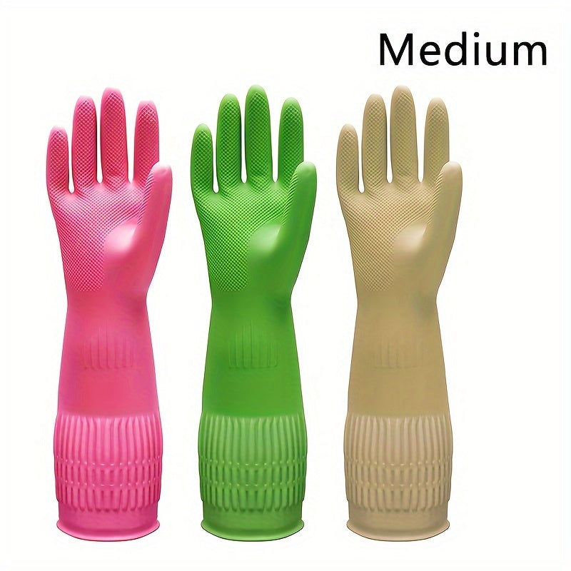 [3 Pair Premium Gloves] 3 Pair Ultra-Protective Premium Cleaning Gloves | Waterproof, Slip-Resistant, Heavy-Duty for Kitchen, Dishwashing, Laundry | Durable, Quick-Drying, Multi-Purpose Home Assistant
