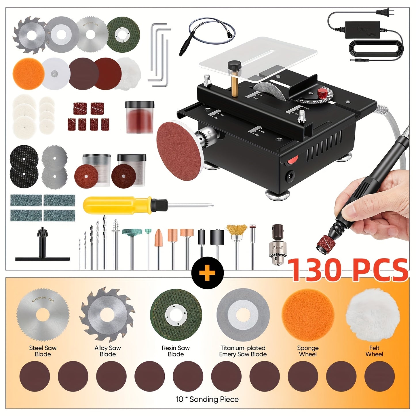 Sank Mini Table Saw, Multi-functional Portable, Sanding, Engraving, Drilling, All-in-One Machine, Precision Handmade Table Saw, 7 Levels Of Speed Adjustment, Birthday Christmas Gifts for Father Husband Men Over 50