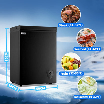 Chest Freezer Small Deep Freezer 3.5 & 5.0 Cu Ft – 7-Level Adjustable Thermostat, Energy Efficient R600a, Low Noise, Removable Basket for Home, Kitchen, Apartment & Garage