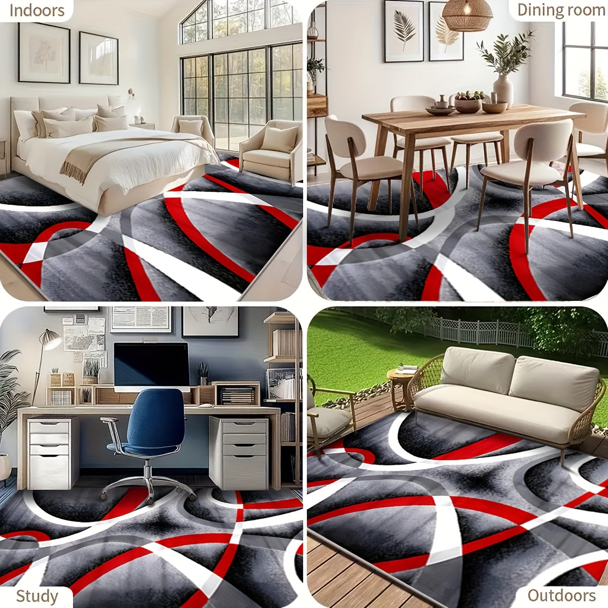 1pc Christmas Decor Area Mat, Abstract Geometric, Non-Slip, Machine Washable, for Living Room, Sofa, Coffee Table, Bedside, Dining Table, Kitchen, Game Room, Indoor, Outdoor, Garden