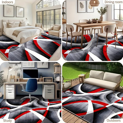 1pc Christmas Decor Area Mat, Abstract Geometric, Non-Slip, Machine Washable, for Living Room, Sofa, Coffee Table, Bedside, Dining Table, Kitchen, Game Room, Indoor, Outdoor, Garden
