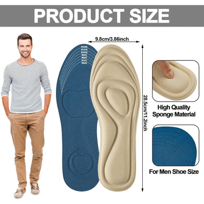 Shoe Insoles 8 Pairs 3D Cushioning Inserts for Men Women Sponge Replacement Innersoles for Work Boots Sneakers Everyday Shoes Sizes 6-11 Classic Colors