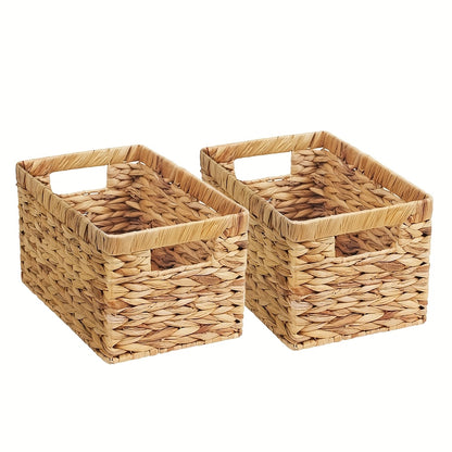 Boho Wicker Storage Basket | Stackable Organizer with Built-in Handle | Shelf Basket | Wind Chime Holder | Gift