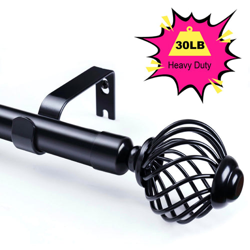 Curtain Rods for Windows, Modern Decorative Brass Drapery Rods, Heavy Duty Curtain Rods, Black Curtain Rods for Bedroom, Living Room, Patio, Kitchen, Farmhouse, Adjustable Easy Install Curtain Rods