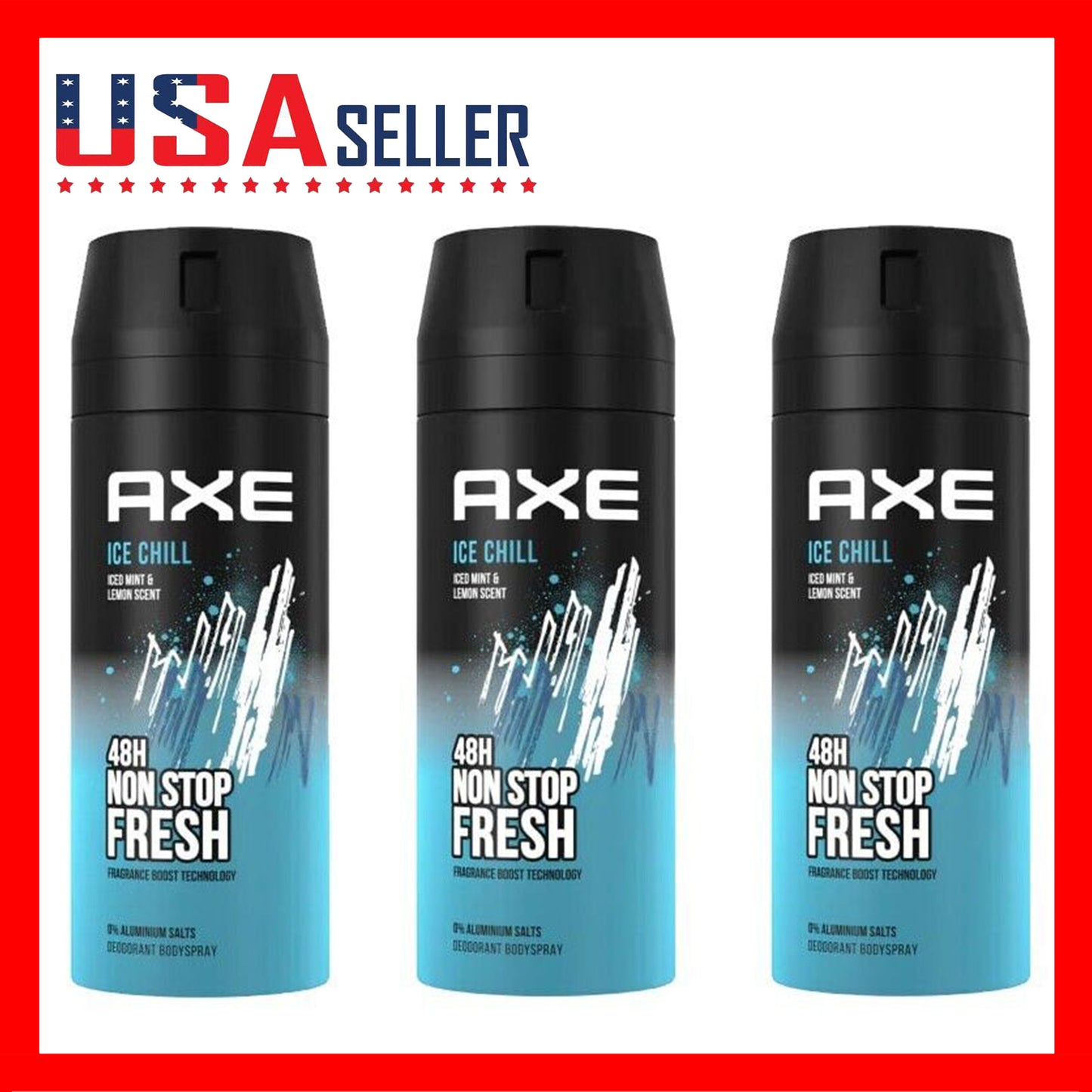 Axe Ice Chill Deodorant x [3 Pack] Body Spray for Men, Fresh Cool Scent, 150ml (5.07 oz)