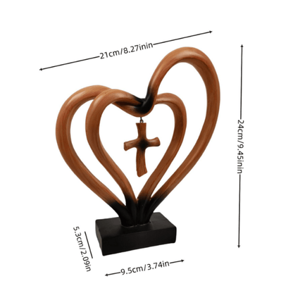 Love Wood Grain Cross Ornaments, Modern Simple Resin Love Cross Mother's Day Valentine's Day Gift, Suitable for Home or Office Desktop Decoration