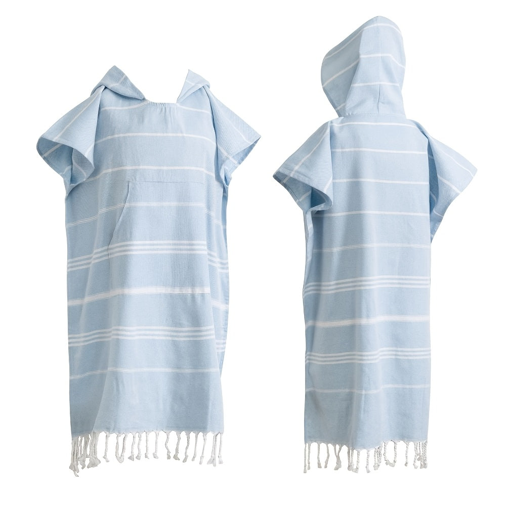 Turkish Wearable Beach Towel Sandproof Cotton Large Surf Poncho Hooded Wetsuit Changing Towel Quick Drying Sandproof, Thin Hooded Bathrobe, Lightweight, Suitable for Swimming, Bathing, Diving, Beach Surfing, Bathroom Accessory, Beach Essentials