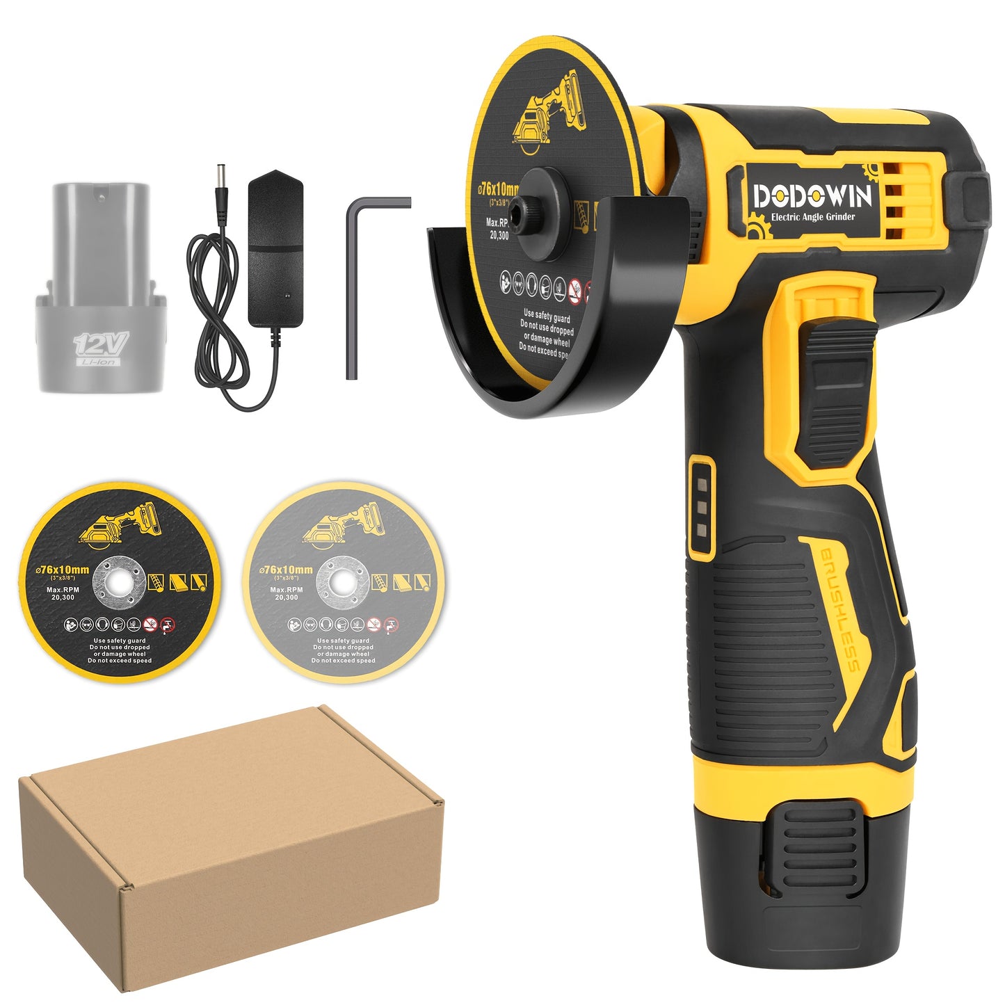 Mini Cordless Angle Grinder, 19500/5000RPM Electric Grinding And Polishing Tool, 1/2 Batteries Included, Lithium Power Grinder for Metal, Wood, Stone And Concrete, Precision Polishing Machine, Great Gift Additions Sold Separately