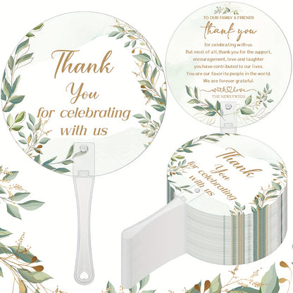 100pcs Bulk Wedding & Party Wedding Favor Fans - Bulk Plastic Handheld Greenery & Blowing Fans with Handle for Ceremony, Bridal Shower, for guests - Elegant Wedding, Lightweight Cooling Fans for Hot Events (Plastic)