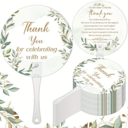 100pcs Bulk Wedding & Party Wedding Favor Fans - Bulk Plastic Handheld Greenery & Blowing Fans with Handle for Ceremony, Bridal Shower, for guests - Elegant Wedding, Lightweight Cooling Fans for Hot Events (Plastic)
