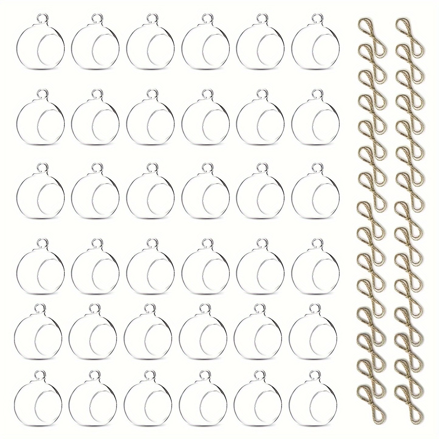 24pcs/36pcs 6cm Hanging Glass Ball Candle Holder, Glass Tea Lamp Candle Holder, Glass Ball Plant Crystal Ball, Used for Wedding Family Party Tree Decoration