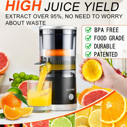 Rechargeable Electric Citrus Juicer - USB Powered Juicer Machine with Cleaning Brush, Portable Compact Juicer for Orange, Lemon, Limes