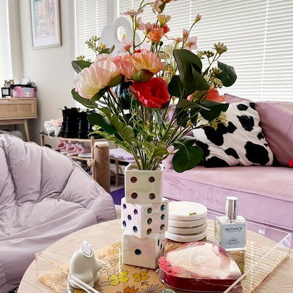 Handmade Ceramic Dice Vase - Unique Decor for Dried Flowers, Rose, Pampas Grass - Stunning Design for Any Modern Space - Perfect Gift for Inspiring Smiles