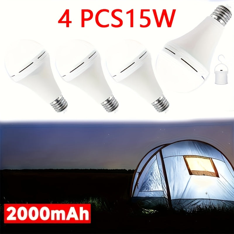 Emergency Light Bulb for Power Outages 2000mAh Rechargeable LED 6000K with Backup Battery – Auto-On Failure Detection, Hangable Emergency Lighting for Home Camping Power Failure, 4 8 12 Pack