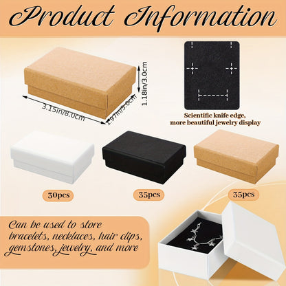 100pcs Cardboard Gift Boxes Bulk Paper Jewelry Boxes for Necklace Earring Bracelet Storage Packaging Display Thanksgiving Christmas Gifts(Brown, Black, White, 3.2x2x1.2in), Jewelry Boxes