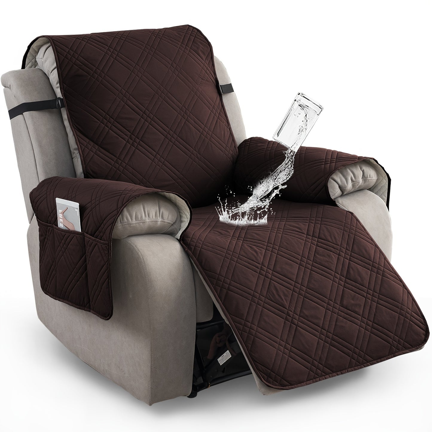 1pc 100% Waterproof Recliner Chair Cover, Non Slip Recliner Covers for Recliner Chair with Pocket, Pet Scratch-Resistant Sofa Slipcover, Washable Furniture Protector, Easy to Install for Living Room, Summer Home Decor, Father's Day Home Decorations