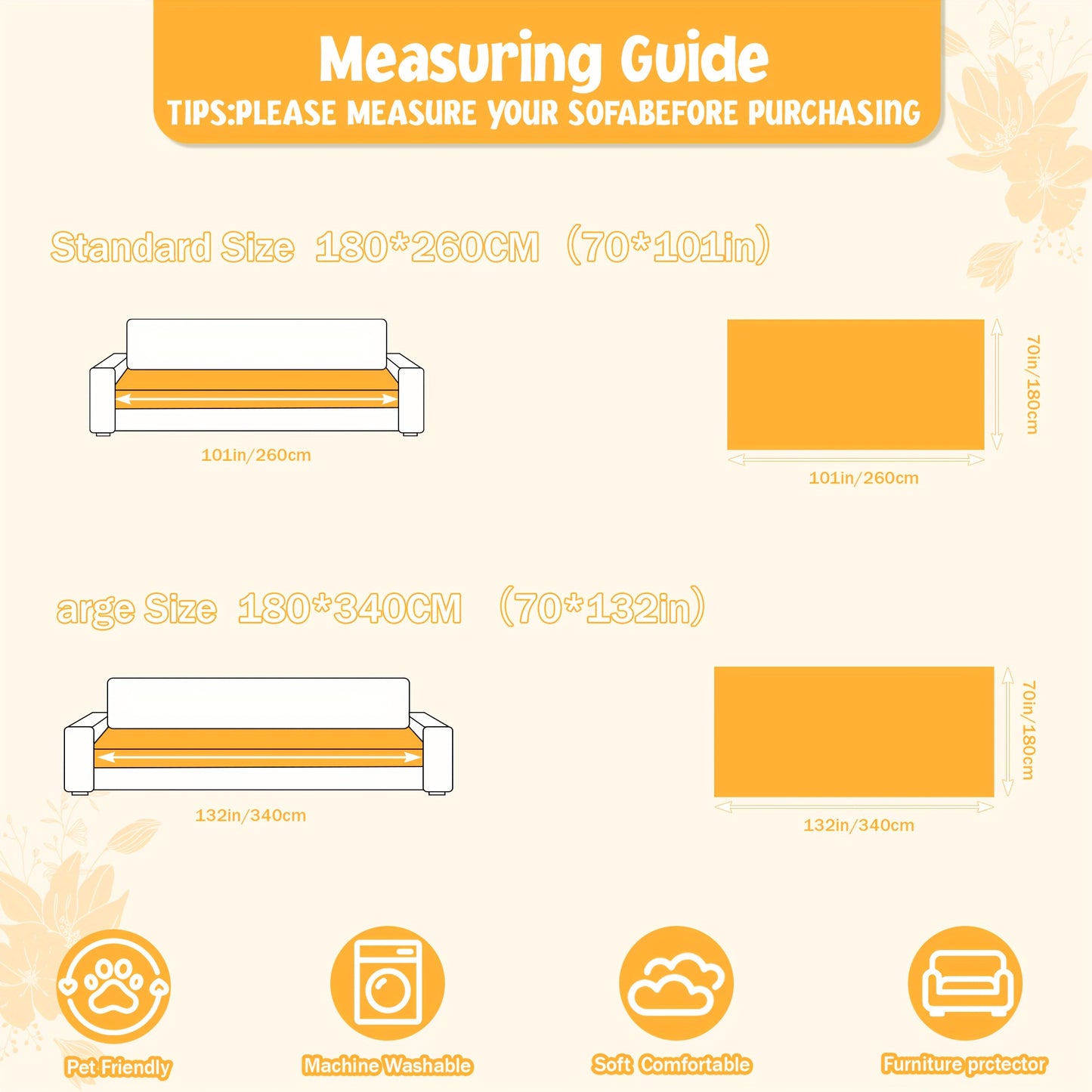 Extra-Large Sofa Cover Measuring 134 by 102 Inches, Designed to Be Pet-Friendly, Washable, And Made from Durable, Breathable Fabric. This Modern Protector Is Scratch-Proof And Easy to Clean, Making It a Budget-Friendly Option for Your Living Room