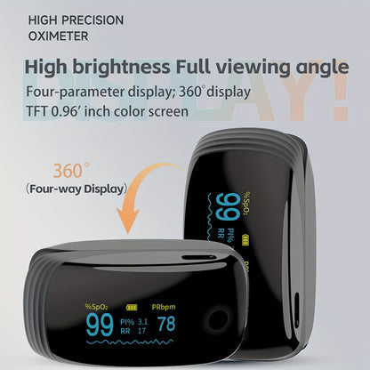 FDA Cleared - VROVIRE Rechargeable Pulse Oximeter Fingertip Oxygen Monitor Fingertip with SpO2 Pulse Rate And PI RR OLED Precision Fast Oximeter SpO2 Reading Outdoor Sports Home (Black)