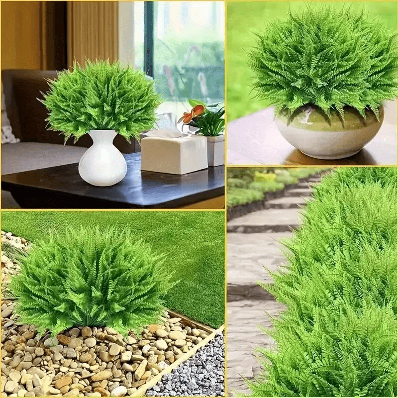 10 pack Artificial Plants Fake Boston Fern Plastic Fake Ferns Large Faux Ferns for Outdoor Artificial Greenery Plants for Indoor Garden Office Porch Home Decor