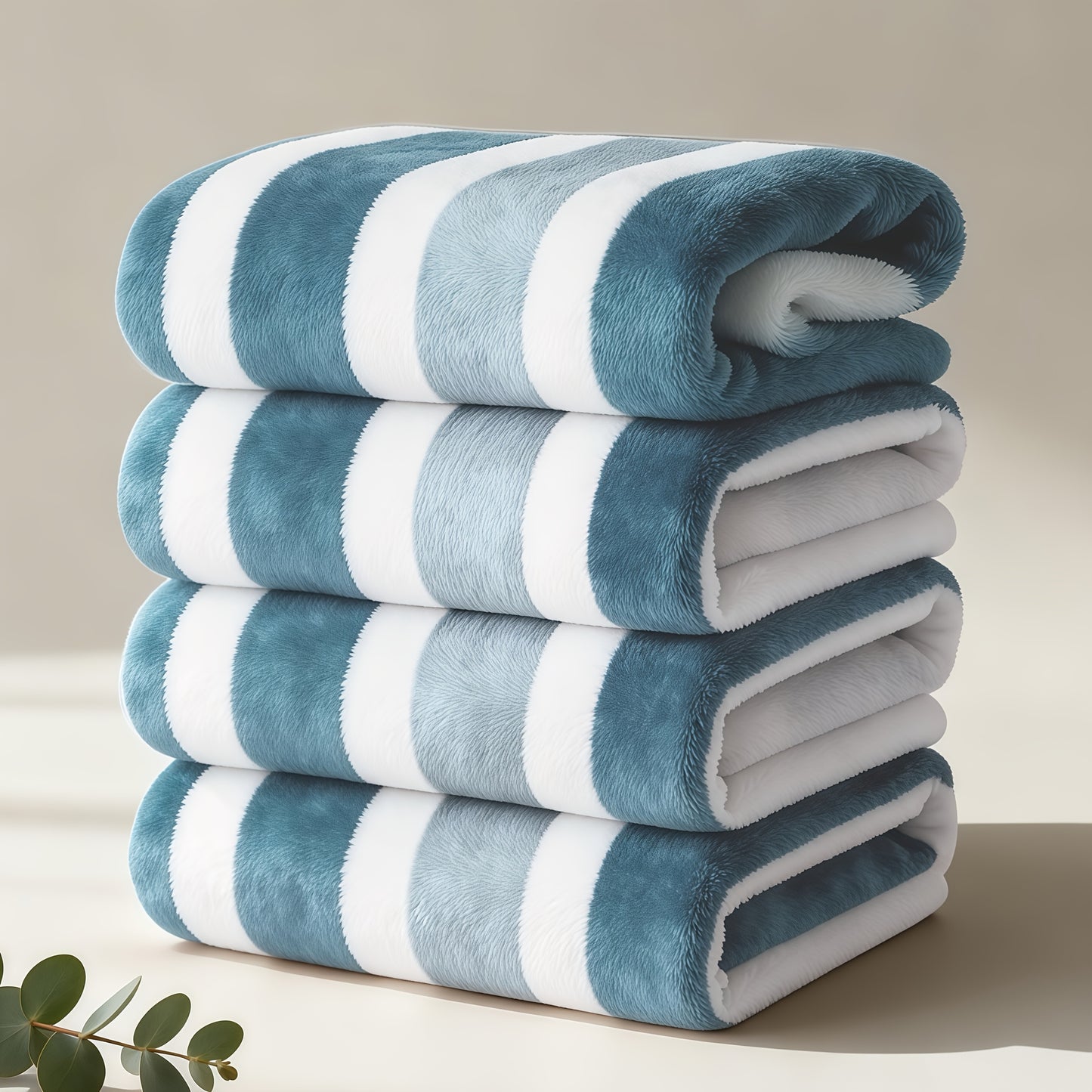 1/4pcs Bath Towel Set, No Hair Loss, Highly Absorbent And Quick-Drying | Ultra-Soft Microfiber Beach Towels for Adults, Two-Color Striped Interval Bath Towels Perfect for The Beach, Spa, Gym And Home Bathroom Essentials - 27 X 55 Inches