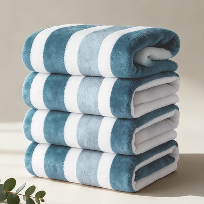 1/4pcs Bath Towel Set, No Hair Loss, Highly Absorbent And Quick-Drying | Ultra-Soft Microfiber Beach Towels for Adults, Two-Color Striped Interval Bath Towels Perfect for The Beach, Spa, Gym And Home Bathroom Essentials - 27 X 55 Inches