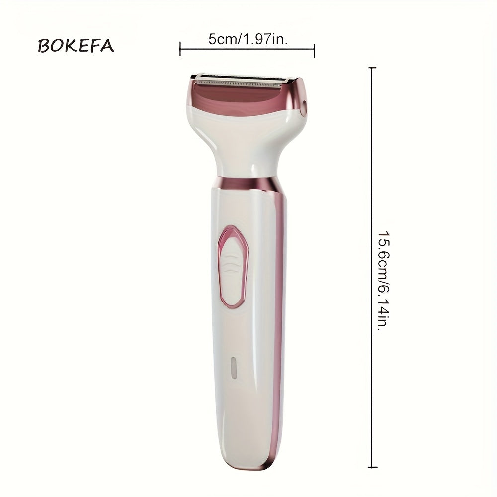Rechargeable Electric Razor for Women, 4-in-1 Painless Grooming Kit, Wet & Dry, Face Nose Legs Underarm Bikini Trimmer, Portable & Rechargeable
