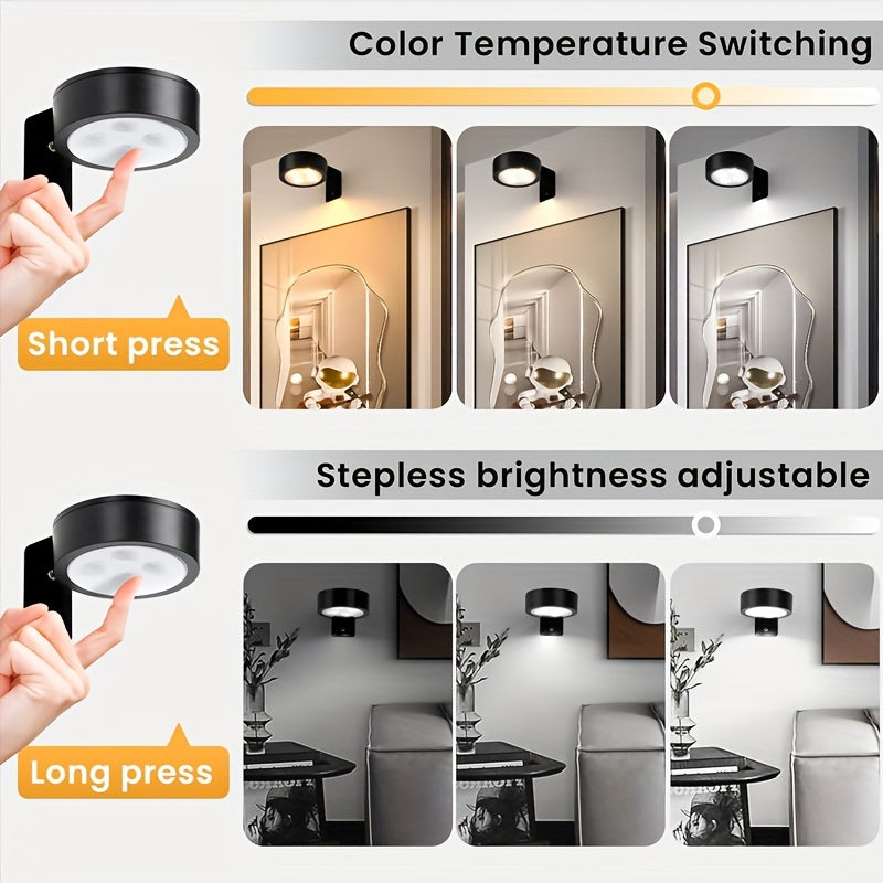 3-Pack Battery Operated Picture Lights, Magnetic Painting Light with 3 Lighting Modes, Remote And Timer Art Display Light for Picture Art Working Frame Portrait, Dimmable Wireless Wall Puck Lights-Black