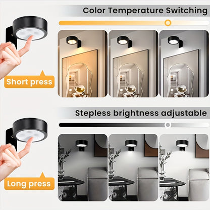 3-Pack Battery Operated Picture Lights, Magnetic Painting Light with 3 Lighting Modes, Remote And Timer Art Display Light for Picture Art Working Frame Portrait, Dimmable Wireless Wall Puck Lights-Black