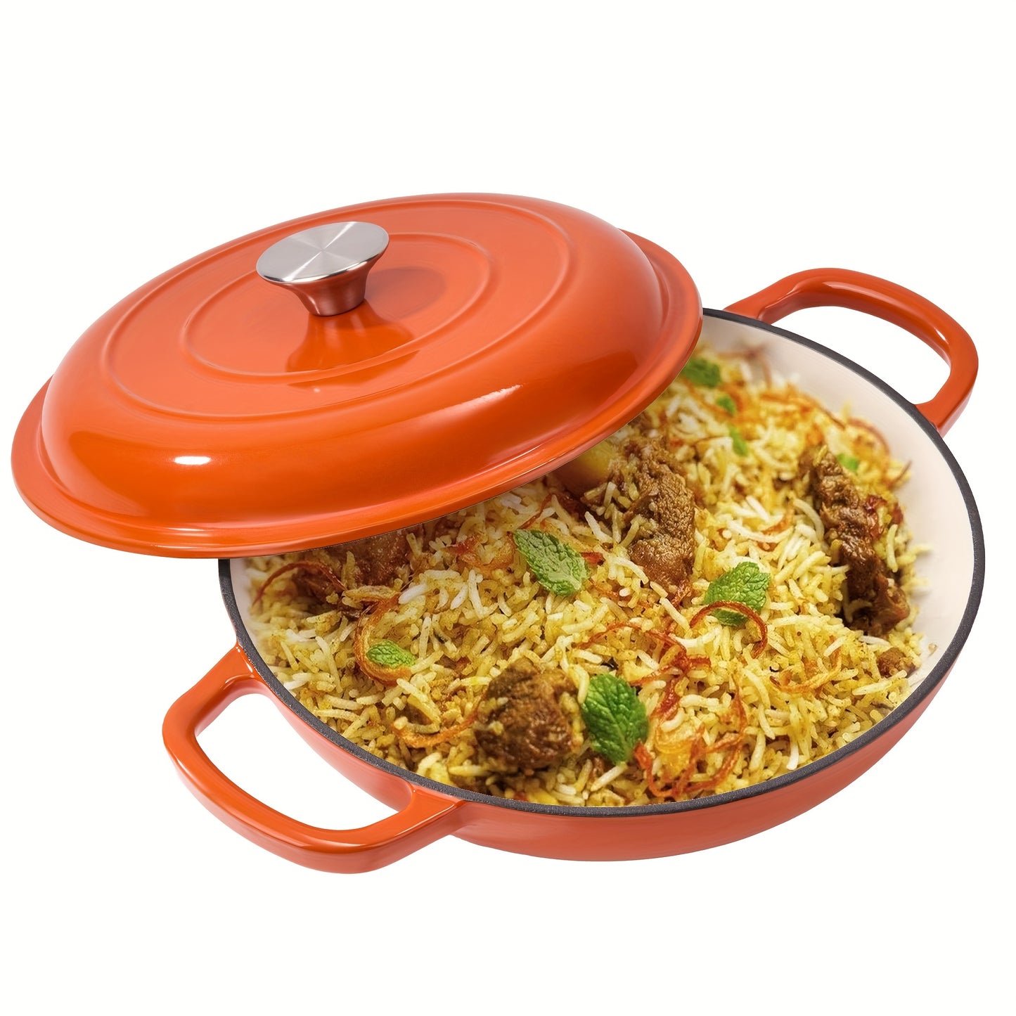 Enamel Cast Iron Dutch Oven 3QT with Lid, Shallow Braiser Pot with Double Handles for Cooking Braising Stewing, Compatible with All Stovetops & Oven – Colorful Enameled Cast Iron Cookware