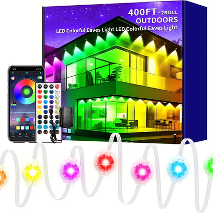 400ft Permanent Outdoor Light, RGB Eave Light, DIY Scene Mode IP67 Waterproof Outdoor Eave Lighting, Outdoor Decoration, Garden Decoration, Party Outdoor Light