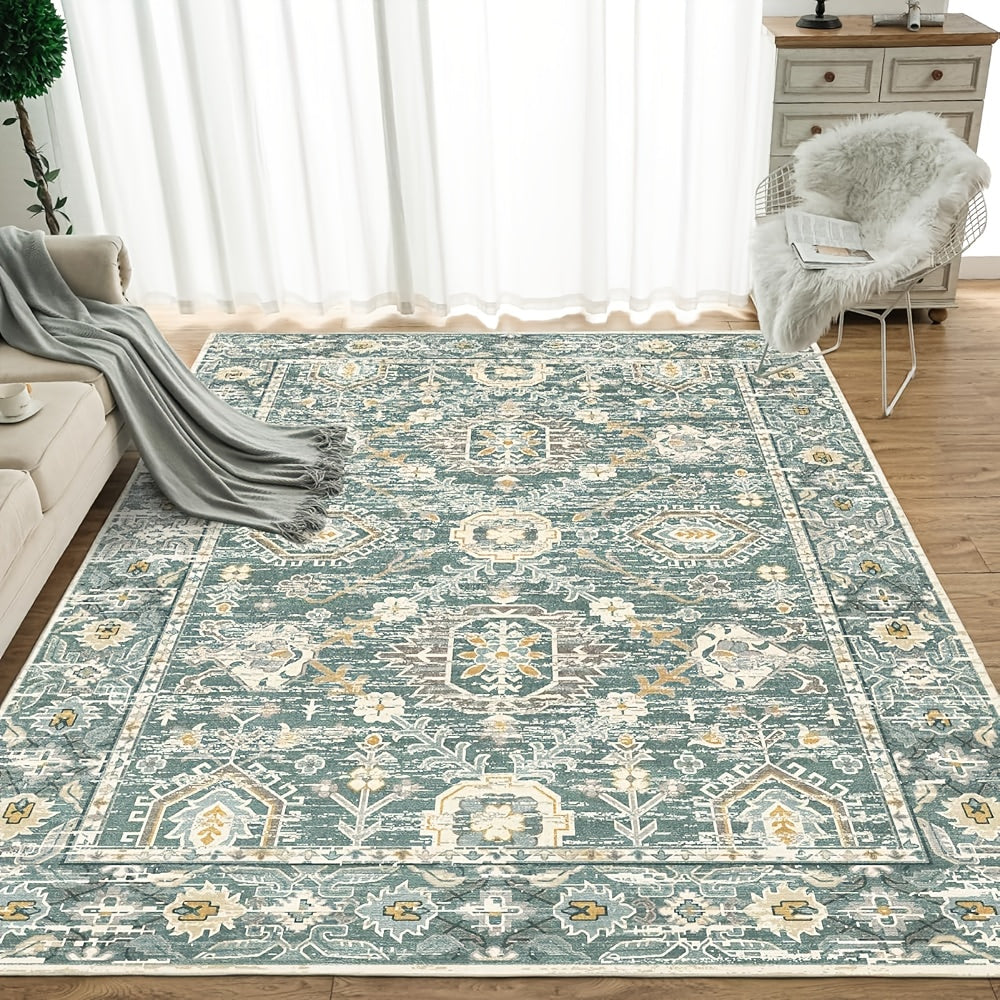 Vintage Persian Area Rug Machine Washable Non-Slip Non-Shedding Floral Indoor Carpet for Living Room Bedroom in Multiple Colors and Sizes