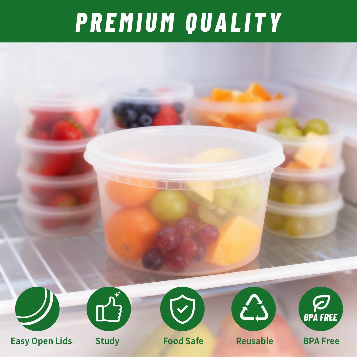 48pcs(24 Containers & 24 Lids) 8oz BPA-Free Durable Leakproof Deli Containers with Lids Set - Microwave & Dishwasher & Freezer Safe Stackable Sealed Fresh Container, Ideal Choice for Takeout Meal Preparation, Ready-to-Eat Packaging Kit