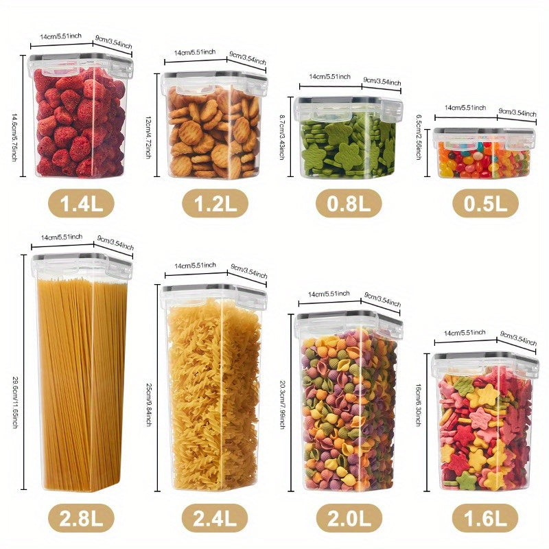 18/48/72/84pcs Storage Box with LIDS, Labels And Markers, A Sealed Storage Container for Kitchen Pantry, Suitable for Sugar, Flour And Baking Supplies, Kitchen Storage Equipment And Storage, Kitchenware (9/24/36/42 Cans +9/24/36/42 LIDS)