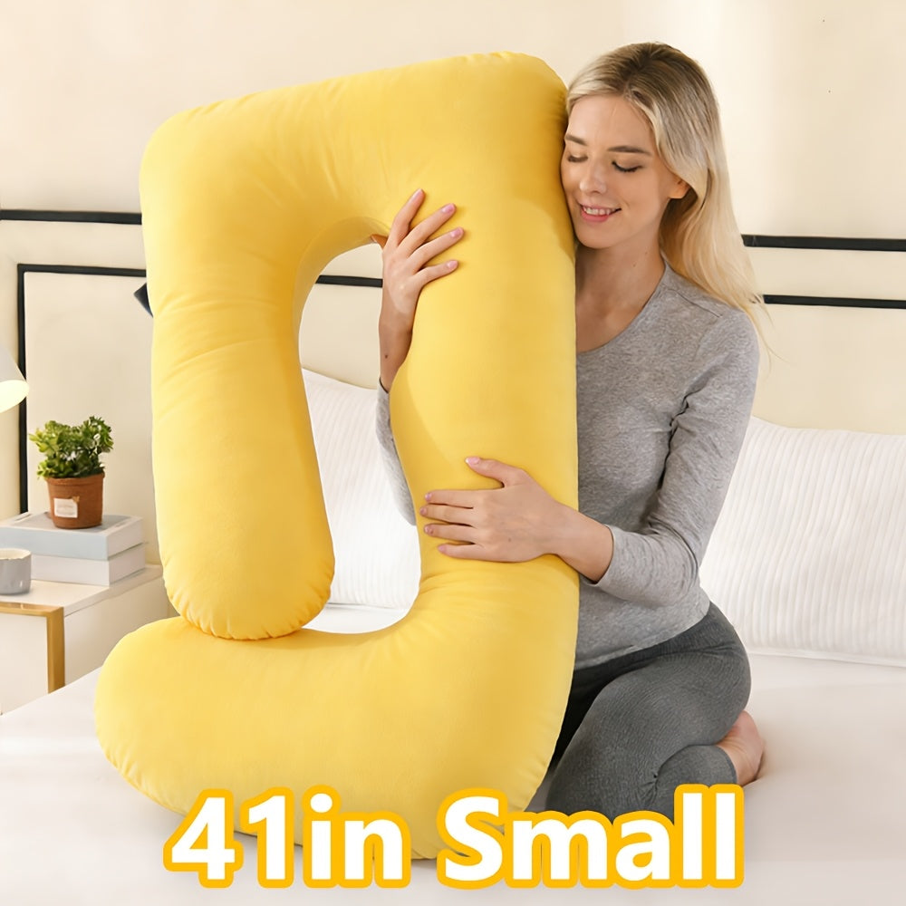 60-inch J-Shaped Full Body Pillow, Maternity Pillow, Maternity Full Body Pillow with Velvet Pillowcase, Full Body Pillow with Back, Leg, And Tummy Support, Helps Ensure Adequate, Comfortable Sleep, Halloween And Christmas Gift