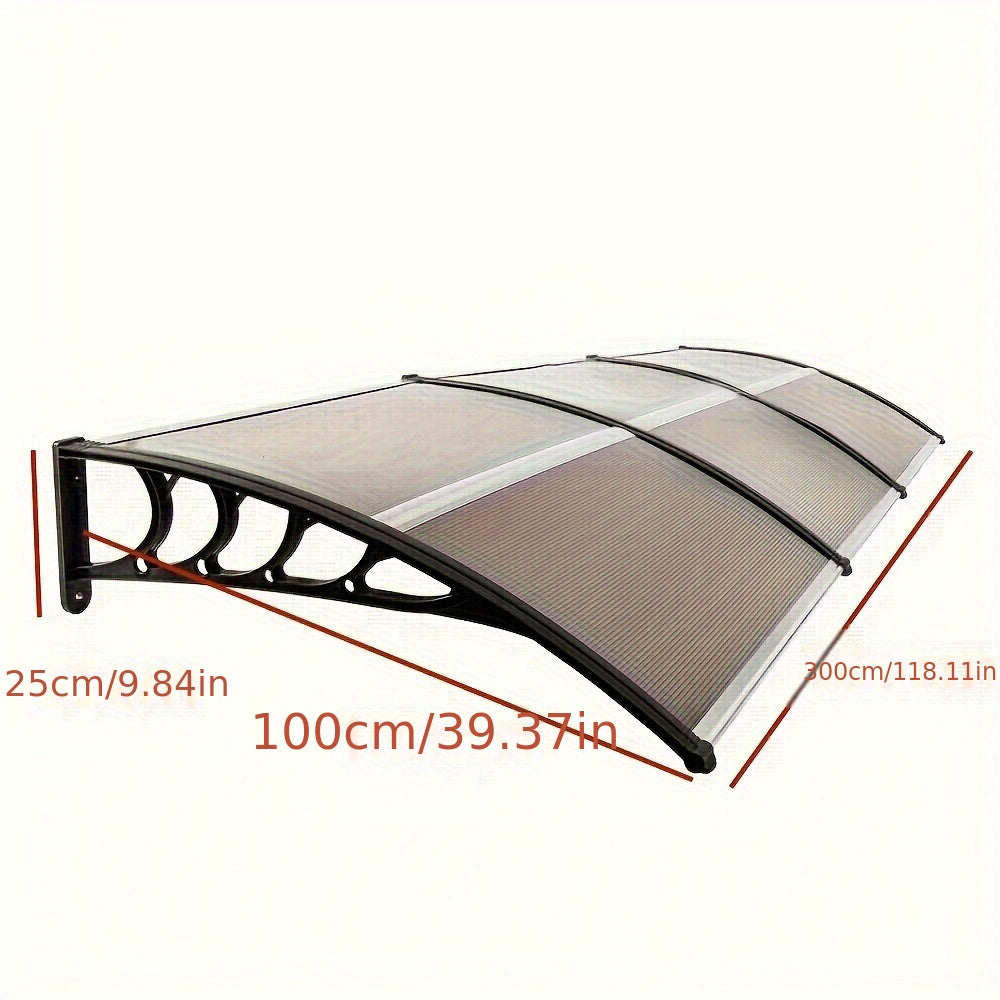 Awning for Windows And Doors Measuring 120 by 38 Inches, Featuring Plastic Brackets And Aluminum Strips for Sun Protection, Resistant to UV Rays, Rain, And Snow, Easy to Set Up, And Built to Last