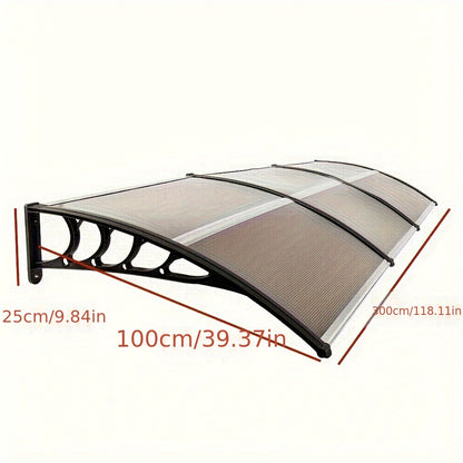 Awning for Windows And Doors Measuring 120 by 38 Inches, Featuring Plastic Brackets And Aluminum Strips for Sun Protection, Resistant to UV Rays, Rain, And Snow, Easy to Set Up, And Built to Last