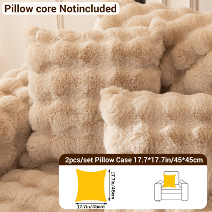 Bubble Soft Faux Rabbit Sofa Cover - Non-Slip 3/4 Seat Stretchable Slipcover Durable Furniture Protector Breathable Sofa Cover for Living Room, Bed, Dorm (Beige/Dark Grey/Khaki, 35.5X71/83Inch) - Comfortable Home Decoration, Warm And Easy to Clean