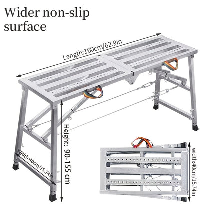 Folding Scaffold Step Stool Adjustable Height 39-79" Portable Steel Work Platform 1300 lb Capacity for Home Renovation Painting Car Washing RV Cleaning