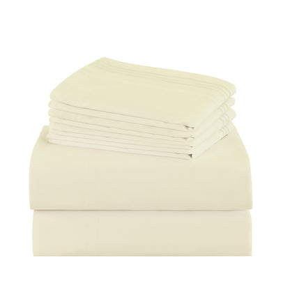 Hotel Grade 6 Piece Breathable Sheets Set 18" Deep Pockets - Easy Fit Twin Full Queen King Bed Sheets & Pillowcases, Microfiber, 100 GSM, All-Season Comfort, Machine Washable, Solid Color Bedding Accessories, Smooth Texture, Microfiber Fabric