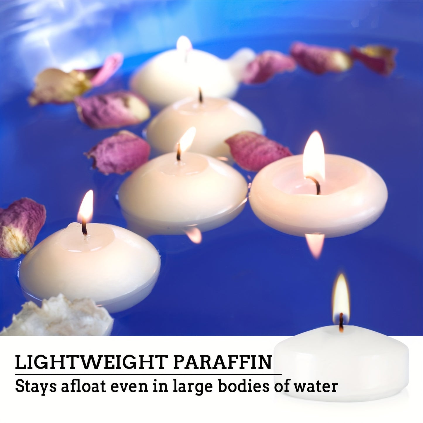 2-Inch 50-Pack Floating Candle (Approx. 1.97inch*0.79inch) Holiday Candles, Perfect for Weddings, Graduation Season, Back-to-School, Halloween, Christmas Decorations
