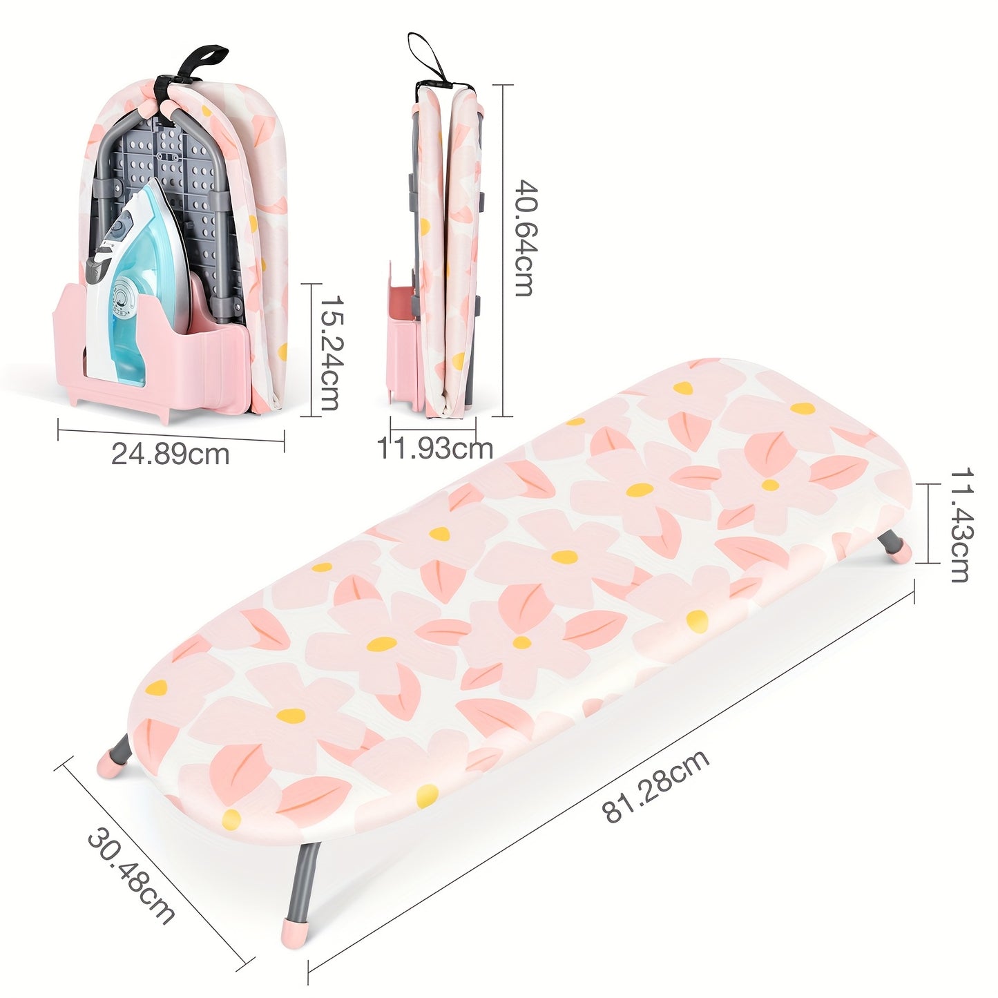 Portable Tabletop Ironing Board with Iron Holder & 2 Heat-Resistant Covers - Compact Ironing Board Suitable for Home Travel, Non-Slip Feet & Metal Frame - Ideal for Small Spaces, as a Gift for s,, (Iron Not Included)